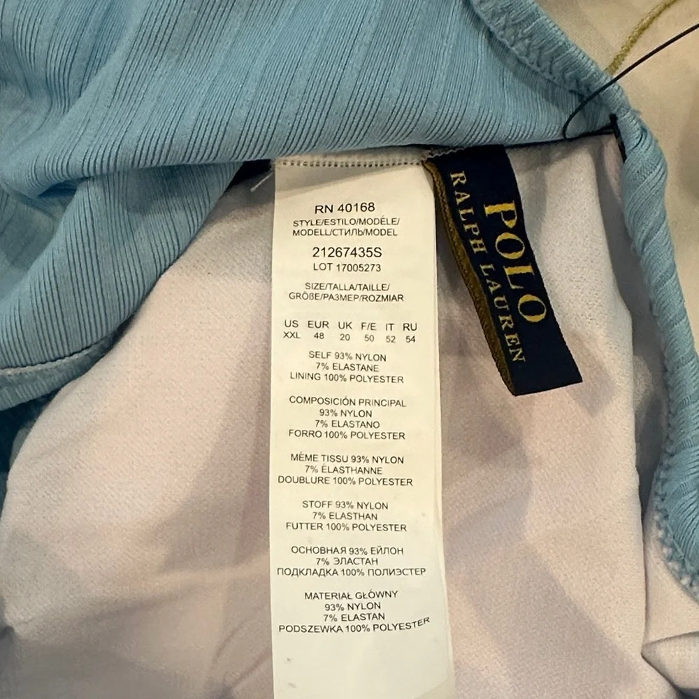 Ralph Lauren Light Blue Ribbed Bikini Set – Size XXL - Picture 2 of 4